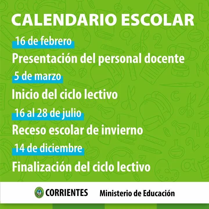 El Ministerio de Educaci n dio a conocer el calendario escolar